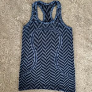 COPY - Lululemon Swiftly Tech Racerback Tank Top 2.0.  Black/Blue. Size 4